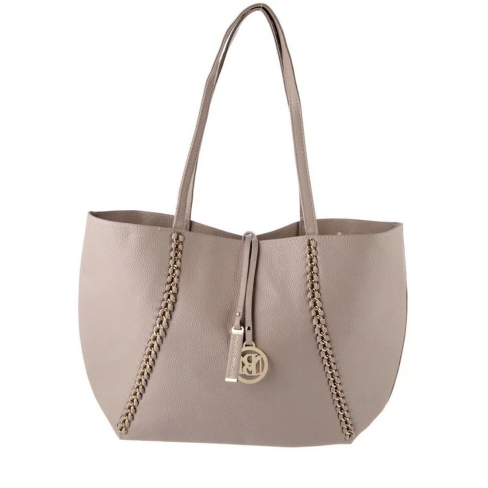 Badgley Mischka Taupe Tote Large Decorative Chain Tote